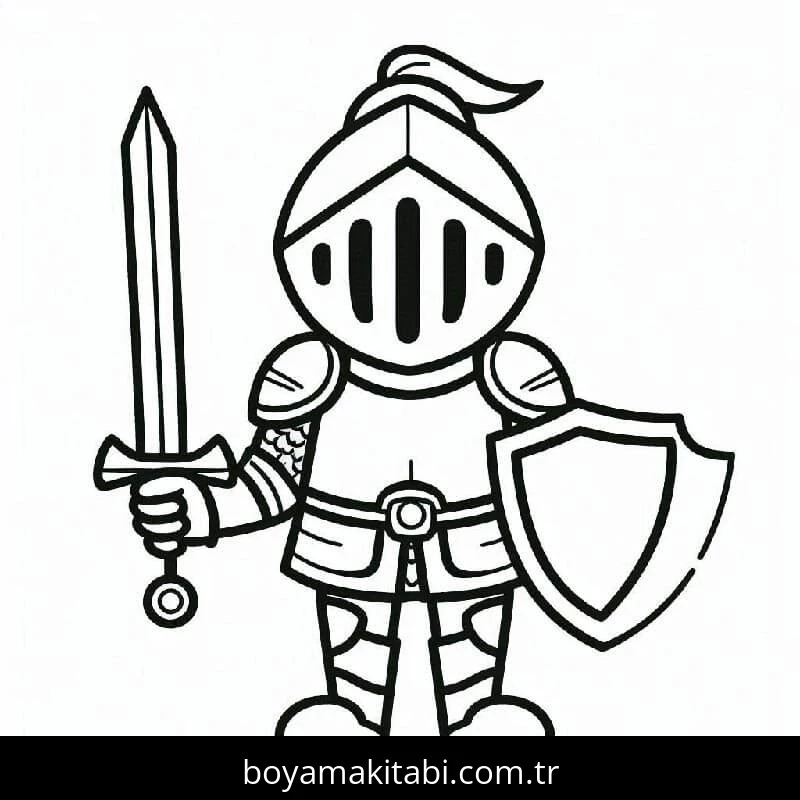 Şövalye boyama sayfası – el becerilerini geliştirir, boyama çalışması
