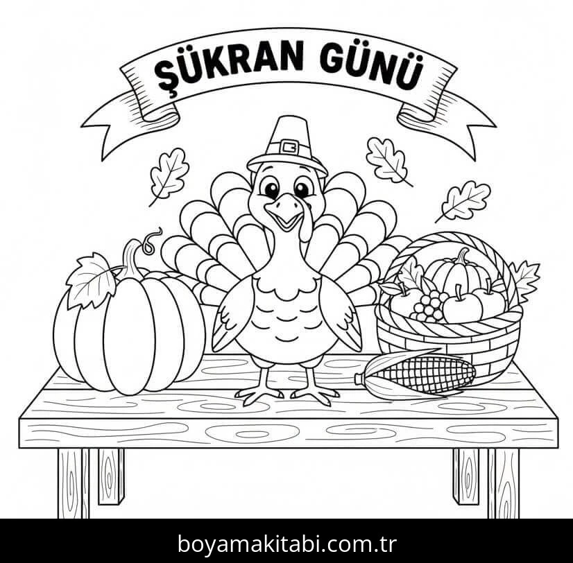Şükran günü boyama sayfası #48 – dikkat ve odaklanma geliştirir, A4 baskıya uygun