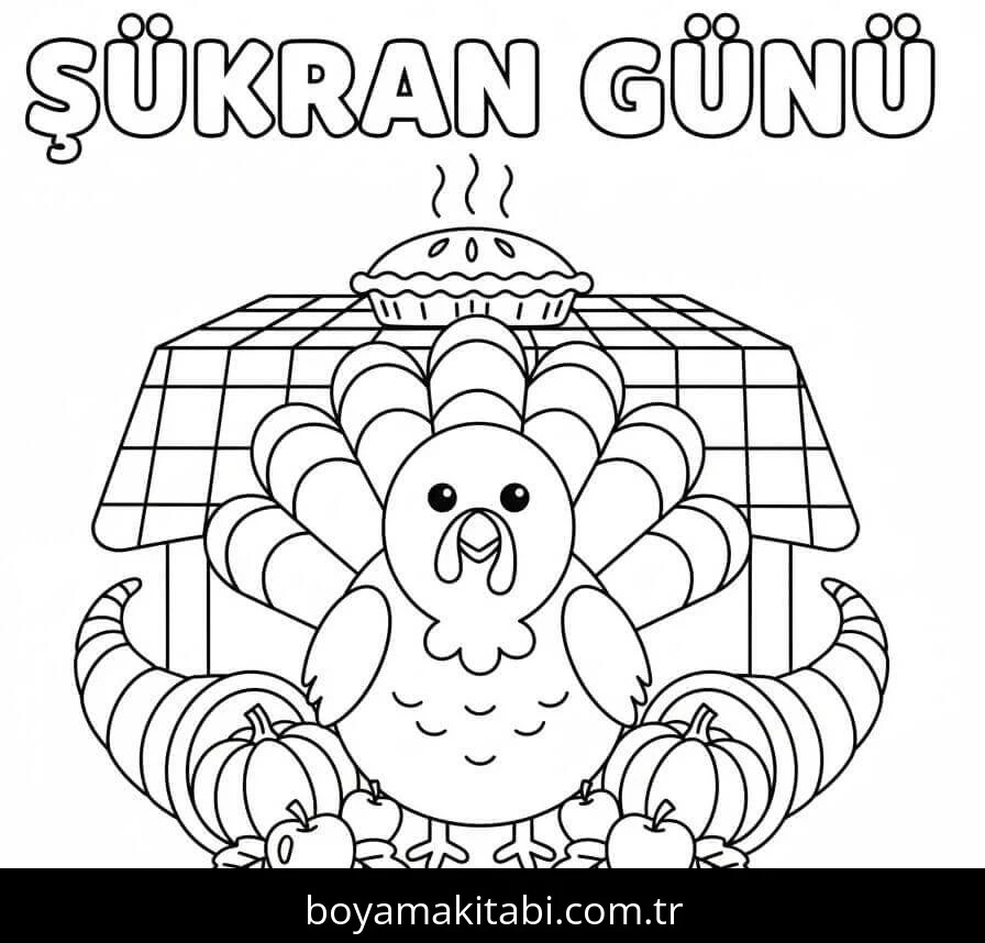 Şükran günü boyama sayfası #51 – renk bilgisini öğretir, günlük etkinlik önerisi