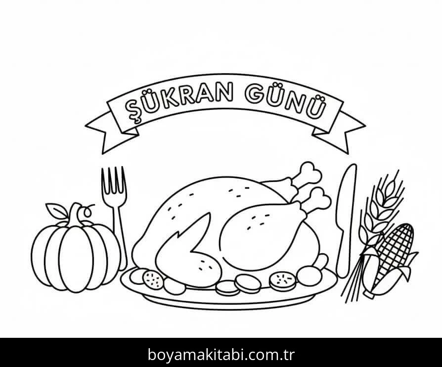 Şükran günü boyama sayfası #65 – kolay boyama, eğitici aktivite