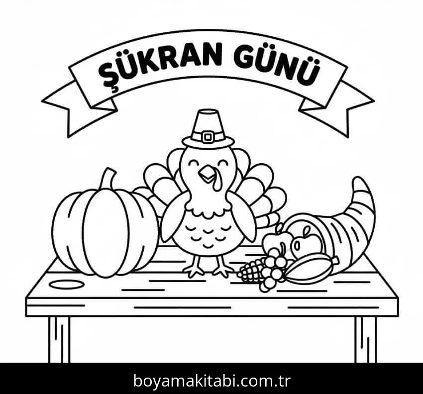 Şükran günü boyama sayfası #74 – keyifli zaman, renkli çizimler