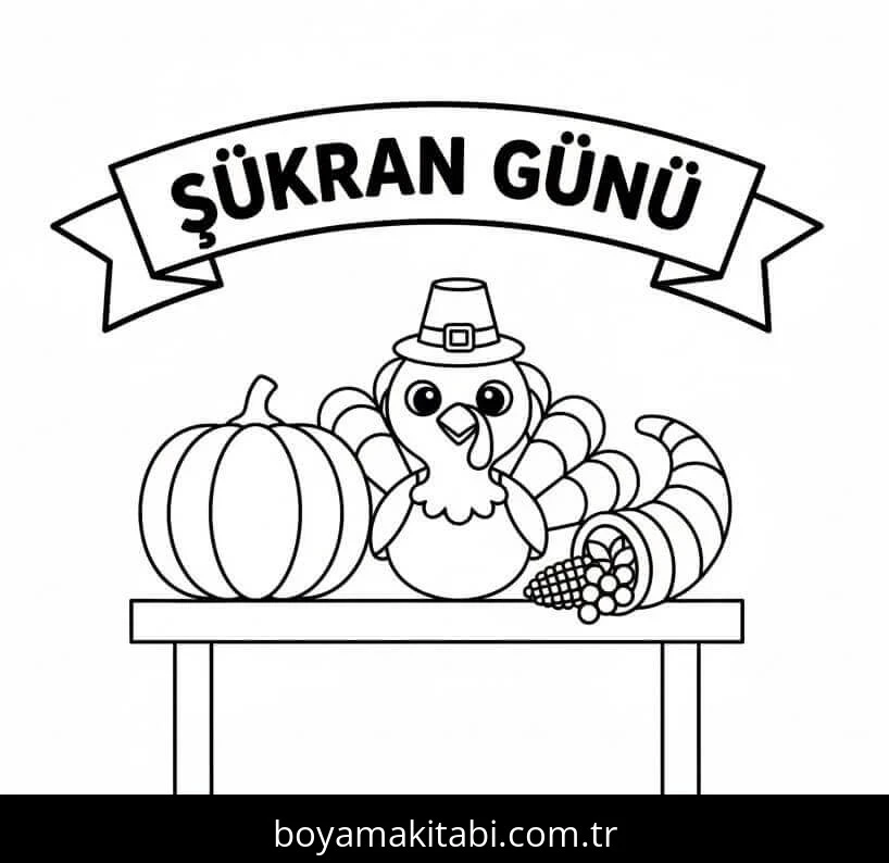 Şükran günü boyama sayfası #84 – aile ile vakit geçirme, renk bilgisini öğretir
