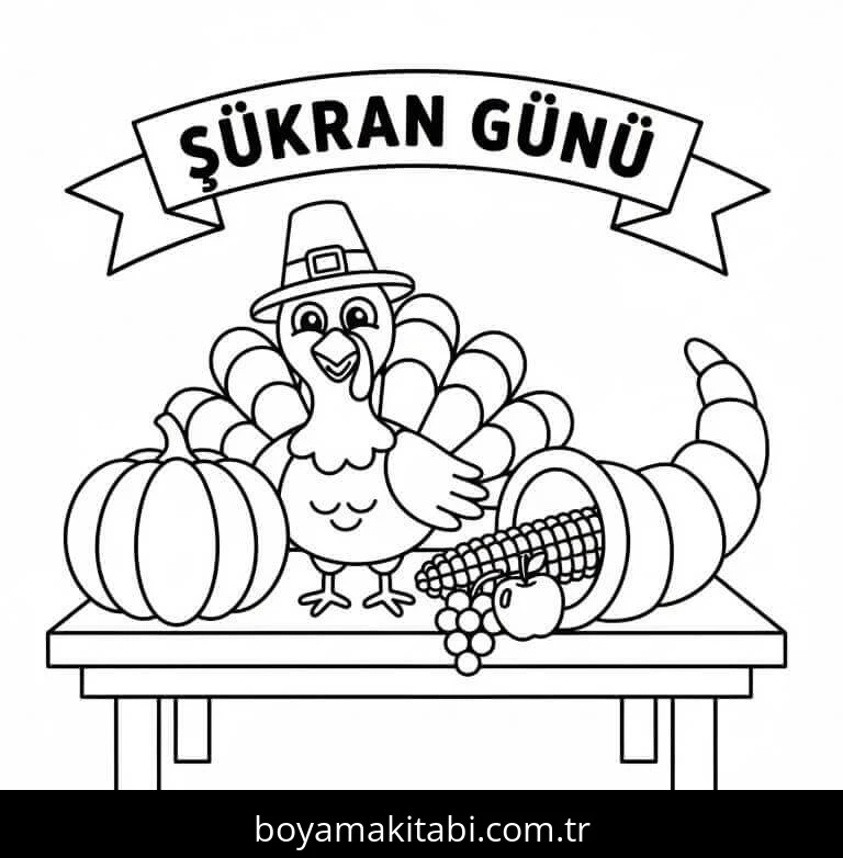 Şükran günü boyama sayfası #88 – dikkat ve odaklanma geliştirir, A4 baskıya uygun