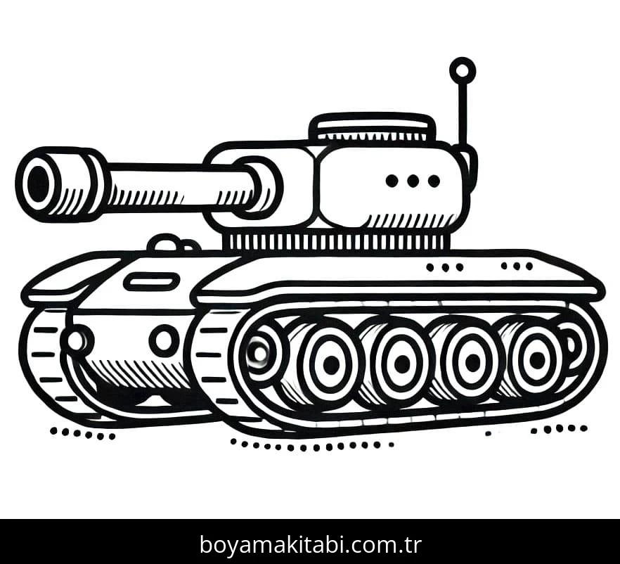 Tank boyama sayfası – sevimli karakter, sanatsal çalışma