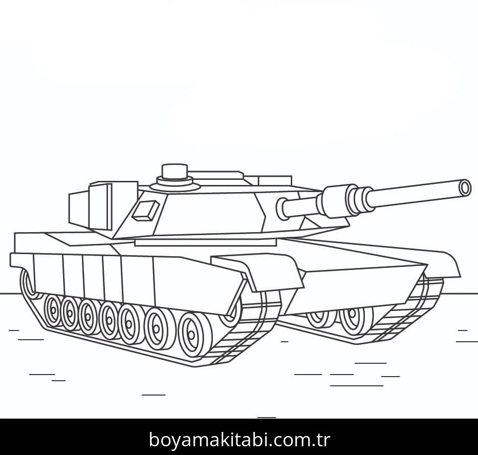 Tank boyama sayfası – basit çizim, kolay boyama