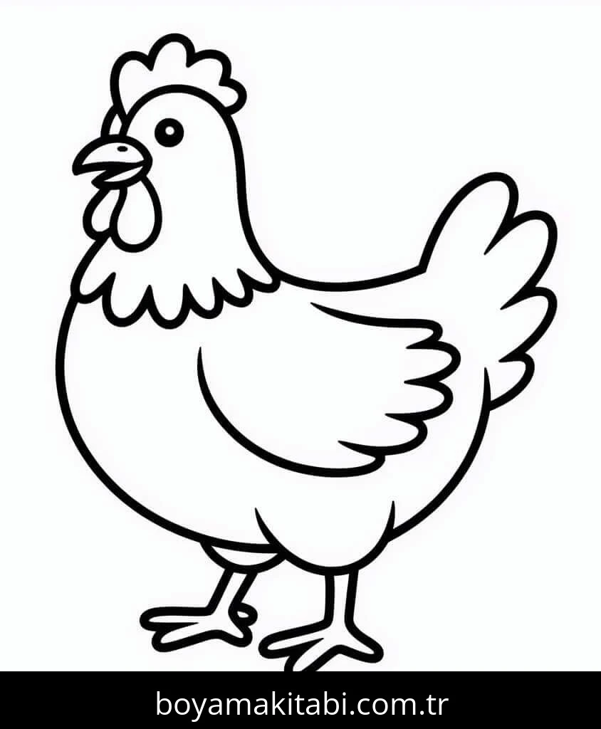 Tavuk boyama sayfası – PDF indir, sevimli karakter