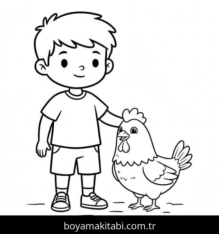 Tavuk boyama sayfası – eğitici aktivite, yaratıcılık