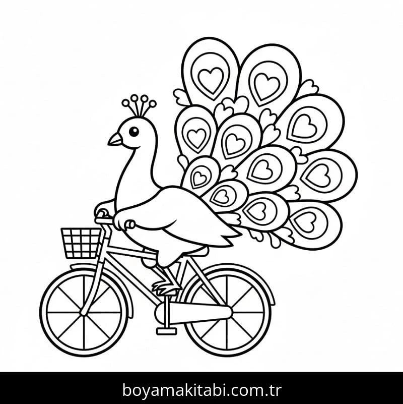 Tavus Kuşu boyama sayfası – boyama etkinliği, çocuk aktivitesi