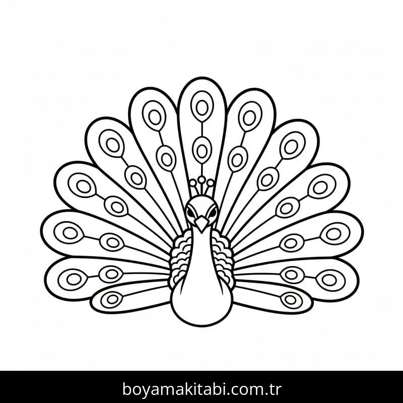 Tavus Kuşu boyama sayfası – sanatsal çalışma, çocuklar için