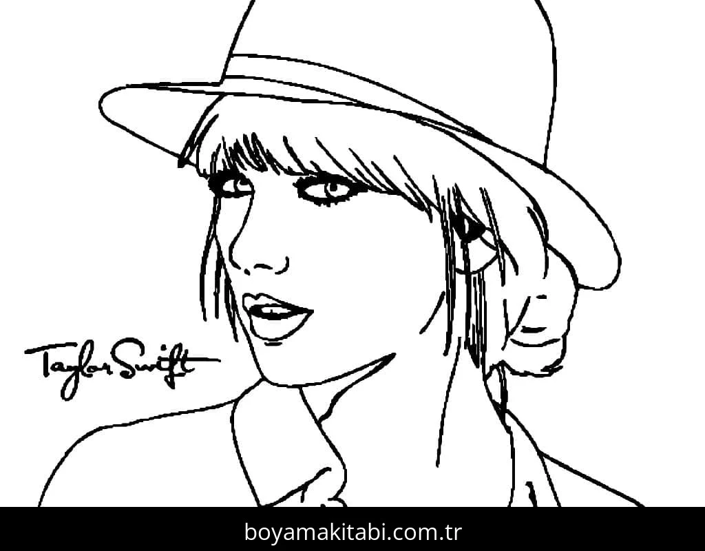 Taylor Swift boyama sayfası #50 – dikkat ve odaklanma geliştirir, A4 baskıya uygun