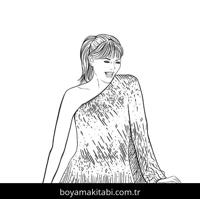 Taylor Swift boyama sayfası – evde etkinlik, ücretsiz yazdır