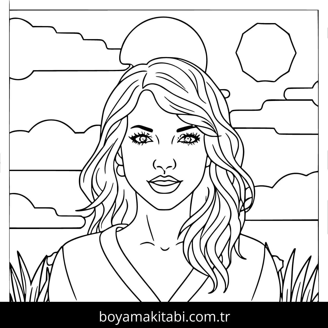 Taylor Swift boyama sayfası – boyama çalışması, yaratıcılığı geliştirir