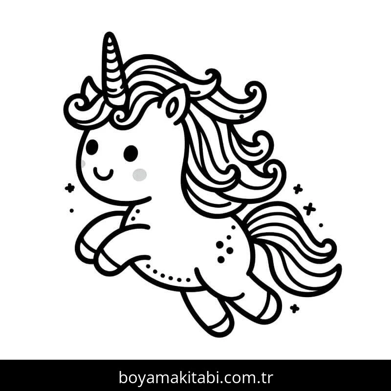 Tek Boynuzlu At boyama sayfası – çocuk aktivitesi, PDF indir