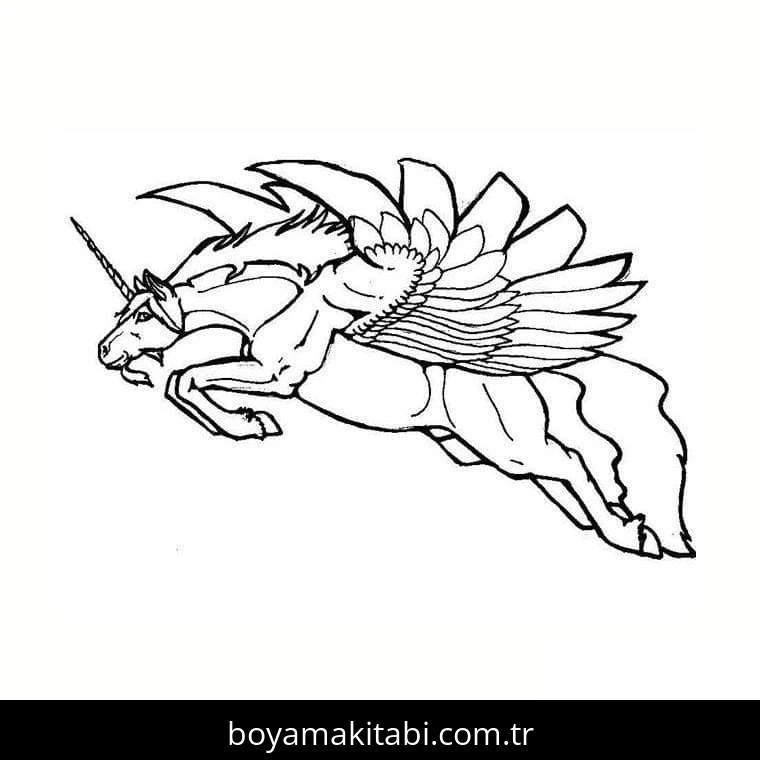 Tek Boynuzlu At boyama sayfası – keyifli zaman, renkli çizimler