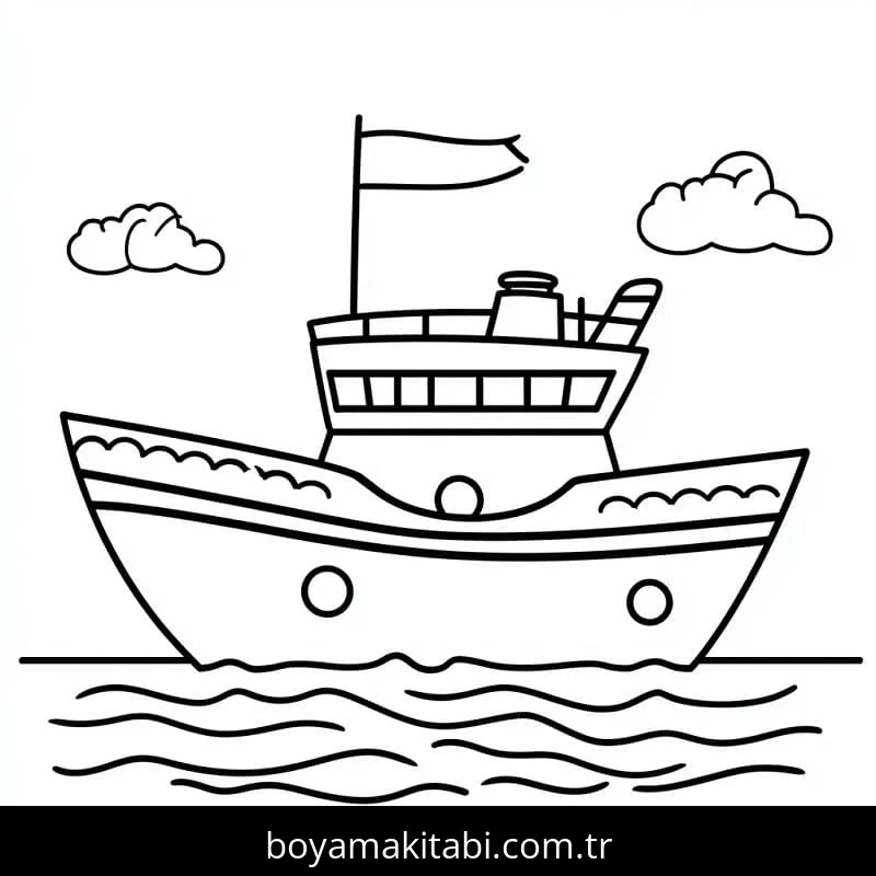Tekne boyama sayfası – çocuk aktivitesi, PDF indir
