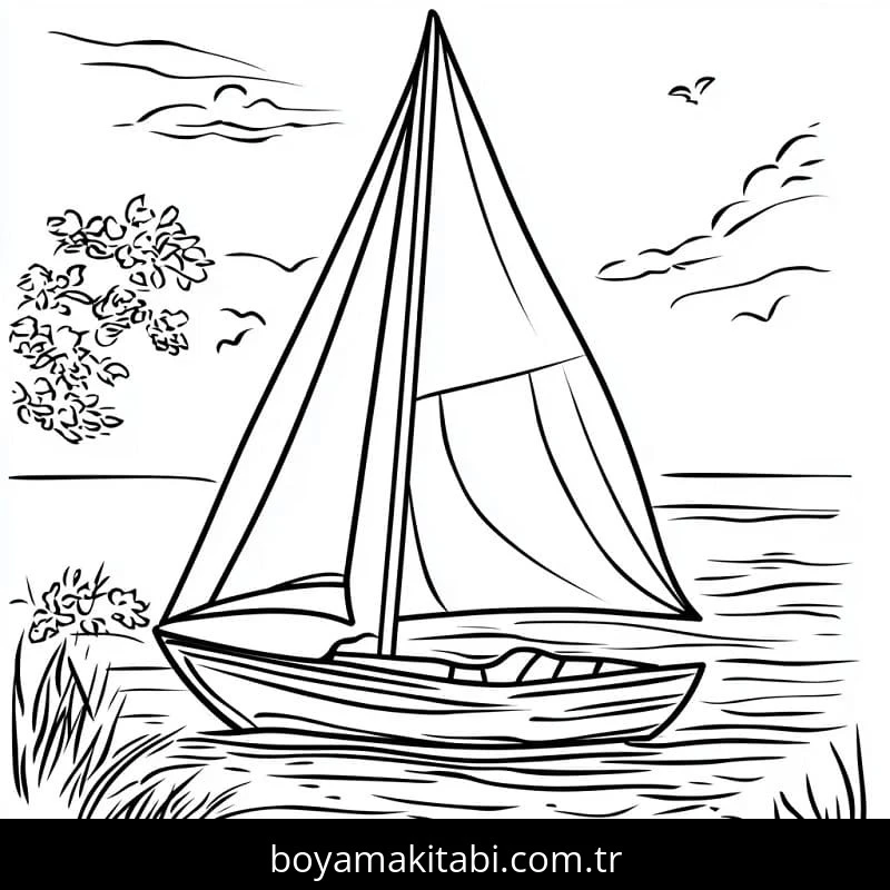 Tekne boyama sayfası – okul öncesi, evde etkinlik