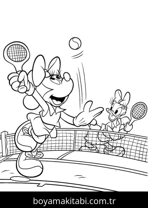 Tenis boyama sayfası – PDF indir, sevimli karakter