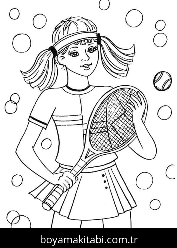 Tenis boyama sayfası – el becerilerini geliştirir, boyama çalışması