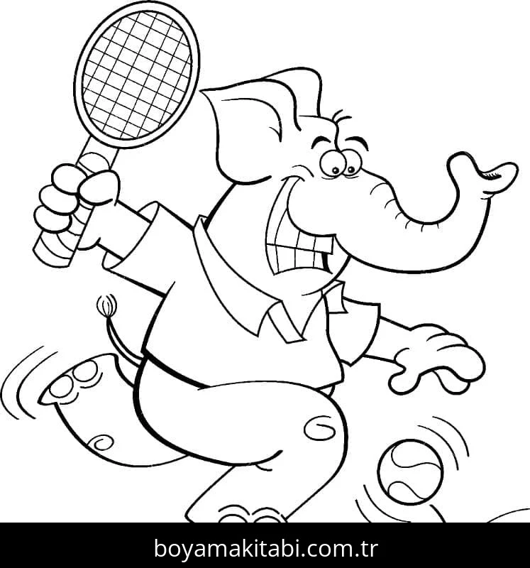 Tenis boyama sayfası – çocuk aktivitesi, PDF indir