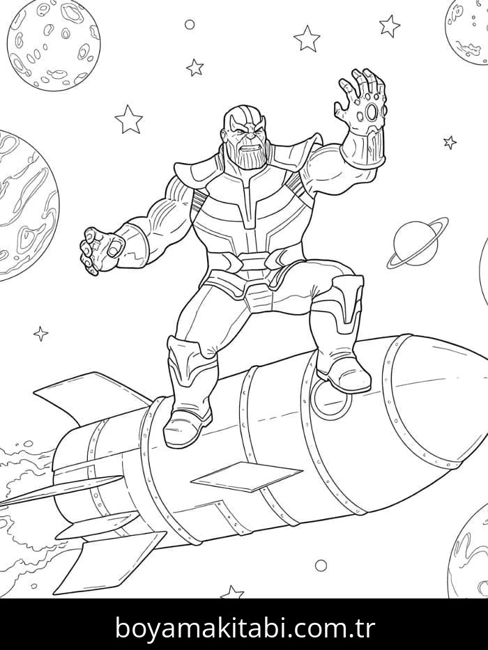 Thanos boyama sayfası #30 – dikkat ve odaklanma geliştirir, A4 baskıya uygun