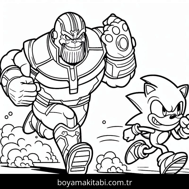 Thanos boyama sayfası – çizgi film temalı, basit çizim