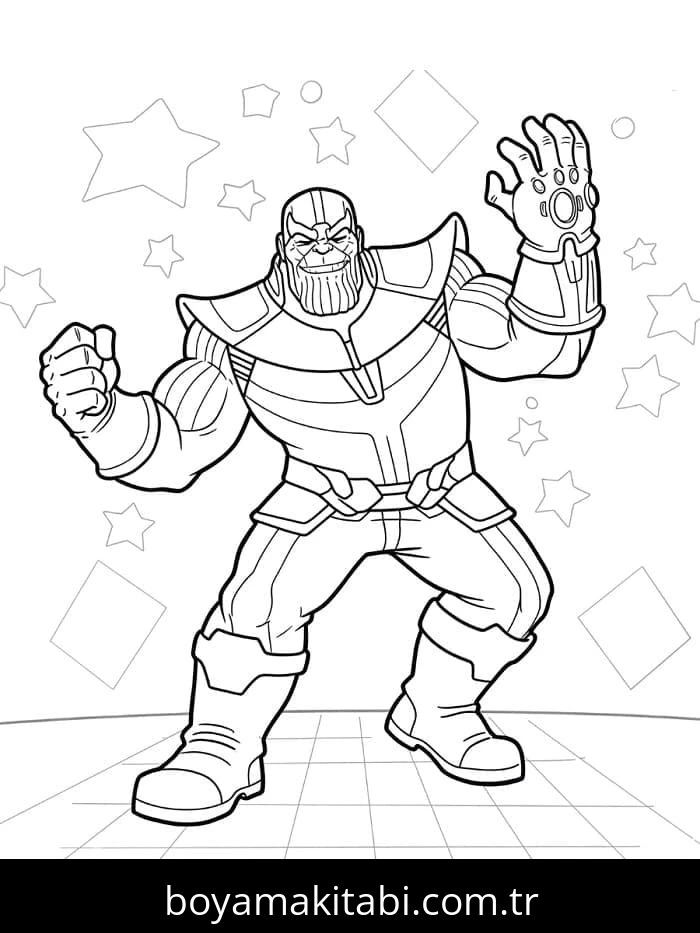 Thanos boyama sayfası – basit çizim, kolay boyama
