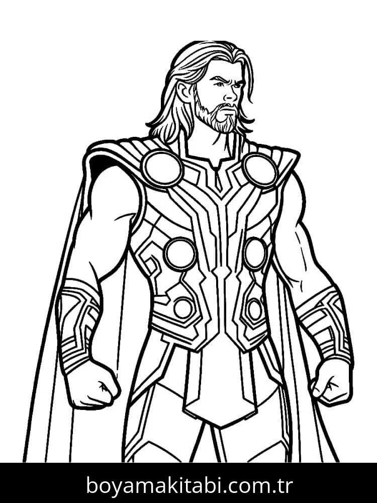 Thor boyama sayfası – eğlenceli etkinlik, el becerilerini geliştirir