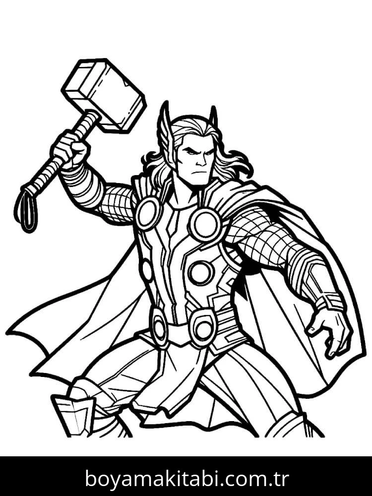 Thor boyama sayfası – keyifli zaman, renkli çizimler