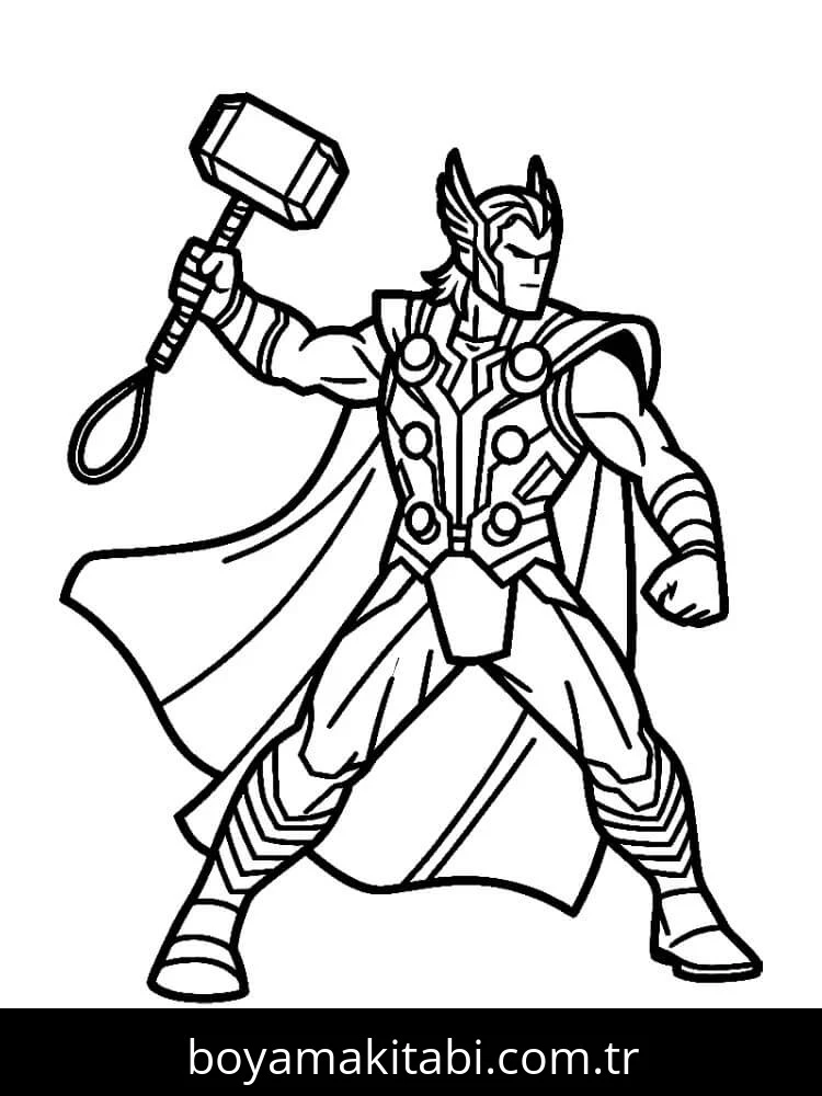Thor boyama sayfası – çocuk aktivitesi, PDF indir