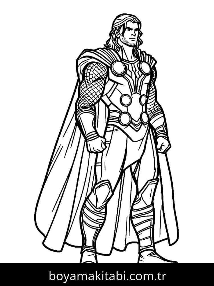 Thor boyama sayfası – eğlenceli etkinlik, el becerilerini geliştirir