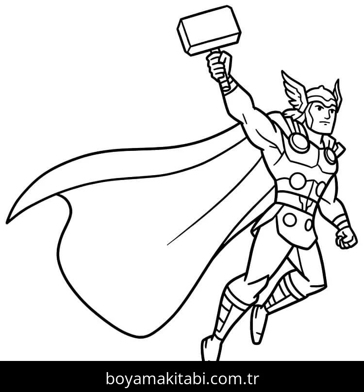 Thor boyama sayfası – boyama etkinliği, çocuk aktivitesi