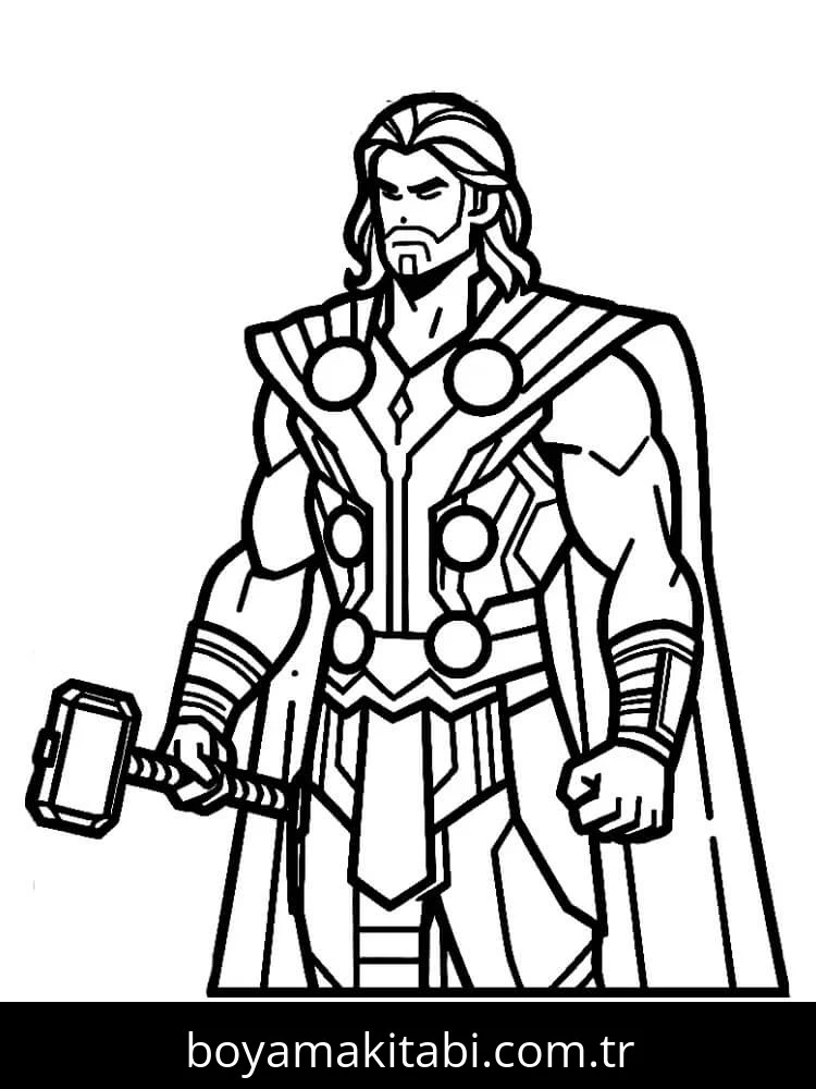 Thor boyama sayfası – çizgi film temalı, basit çizim