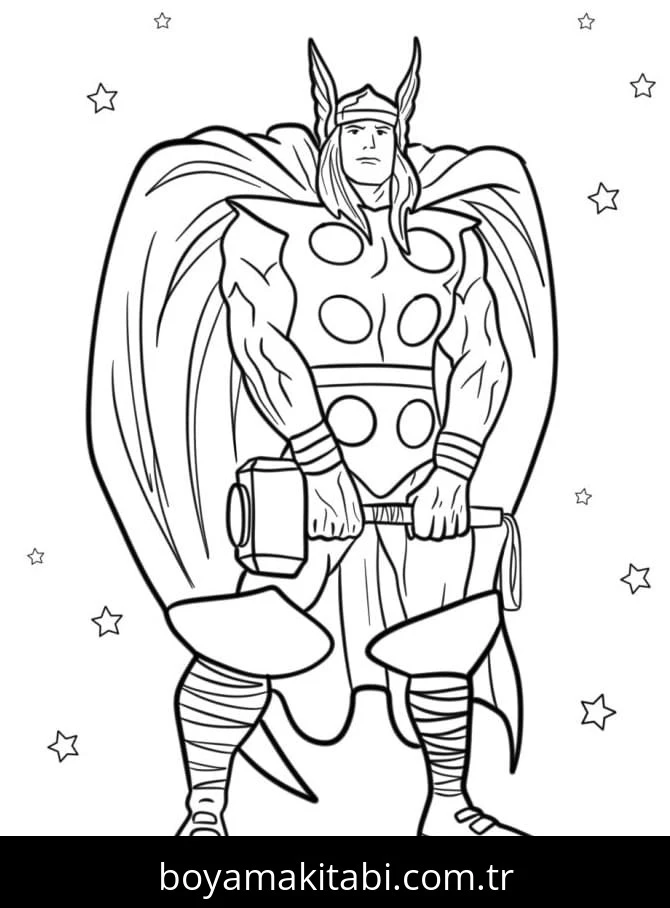 Thor boyama sayfası – PDF indir, sevimli karakter