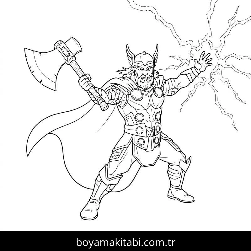 Thor boyama sayfası – boyama etkinliği, çocuk aktivitesi