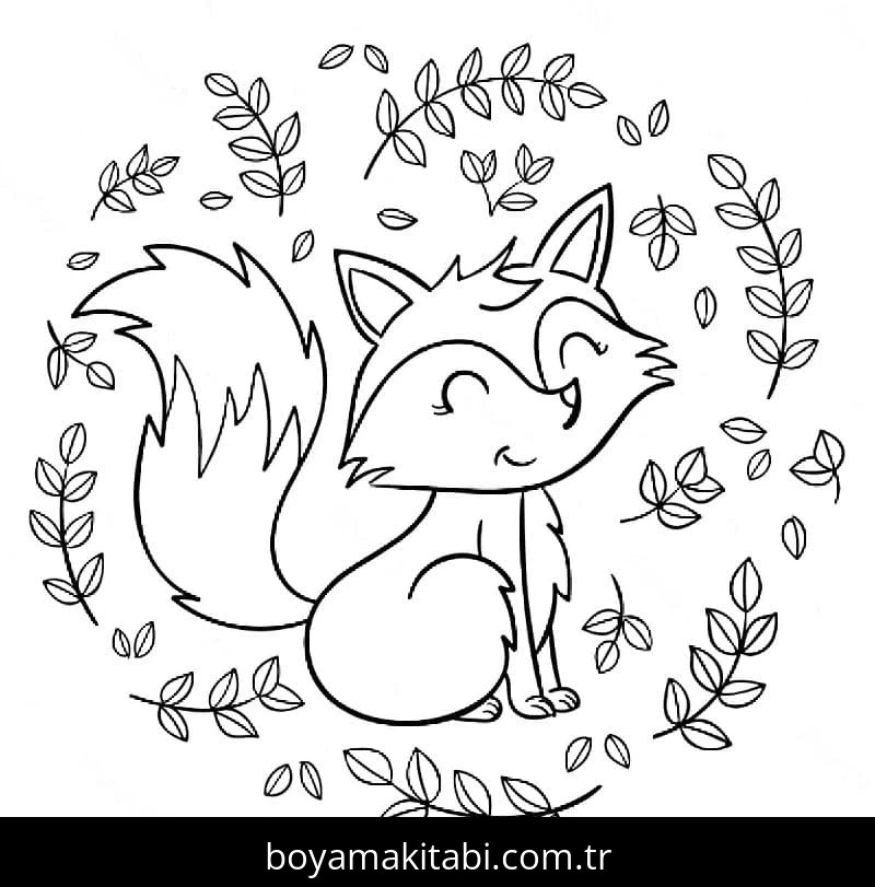 Tilki boyama sayfası – kolay boyama, eğitici aktivite