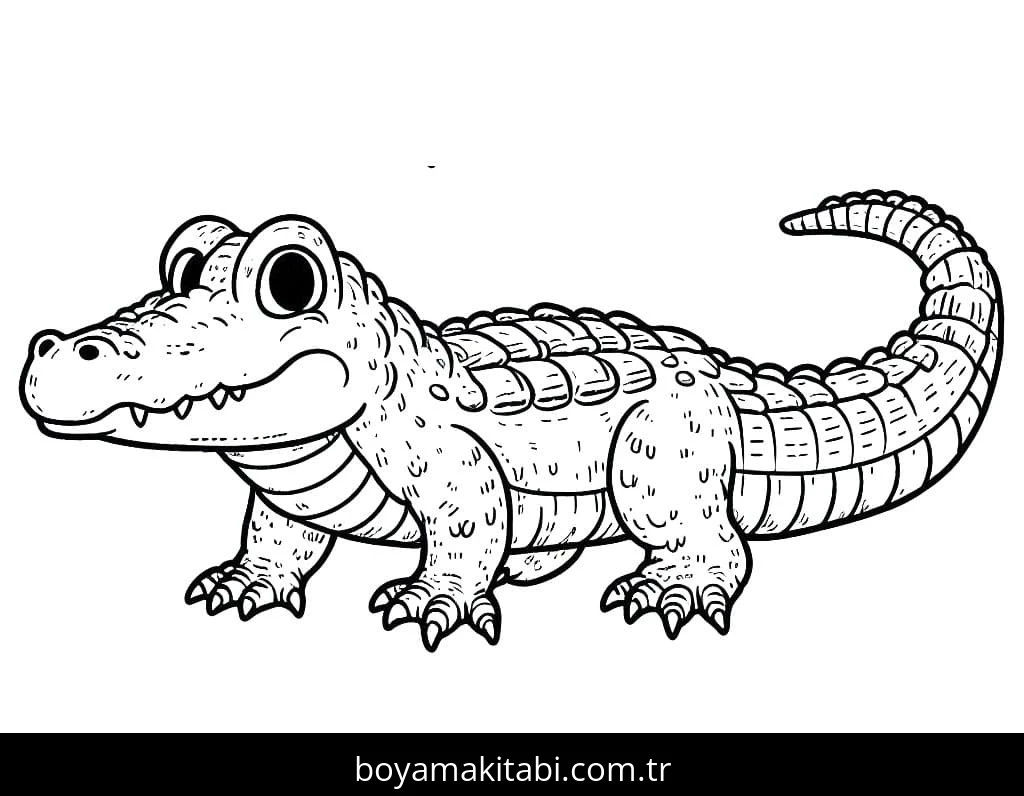 Timsah boyama sayfası – sevimli karakter, sanatsal çalışma