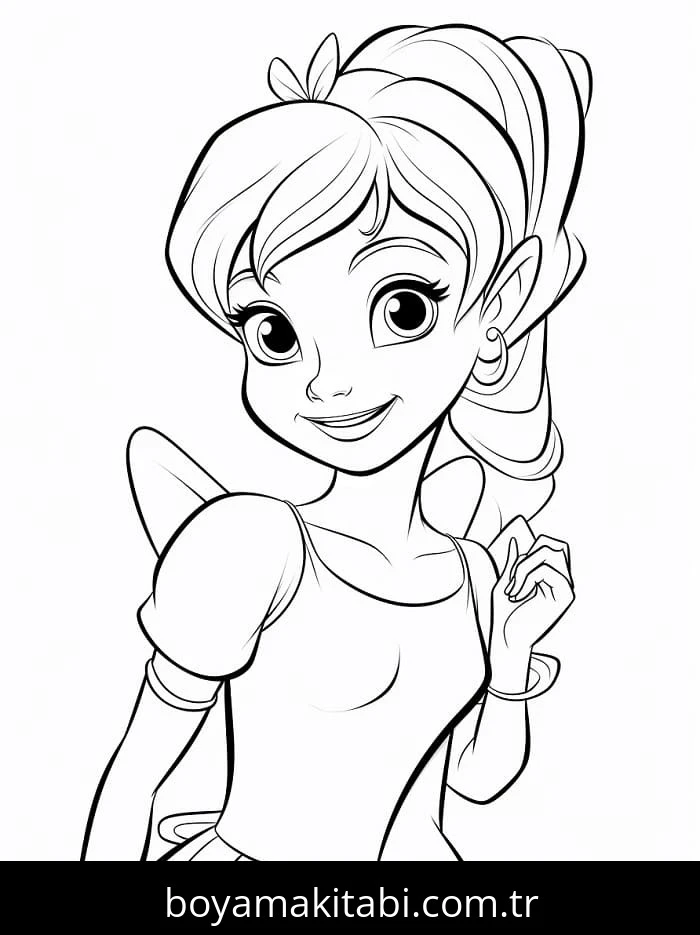 Tinkerbell boyama sayfası – PDF indir, sevimli karakter