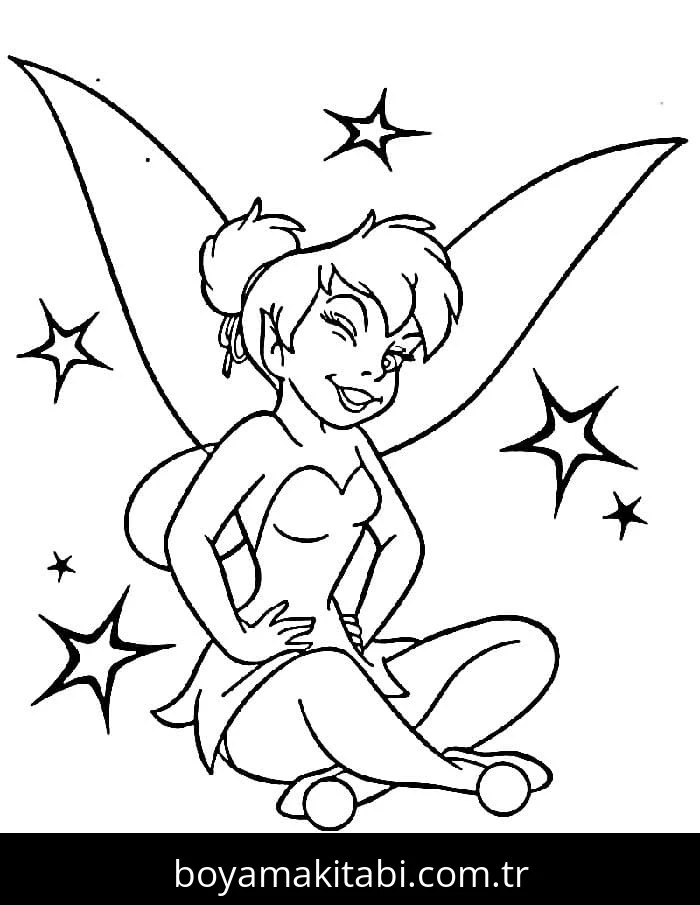 Tinkerbell boyama sayfası – eğlenceli etkinlik, el becerilerini geliştirir