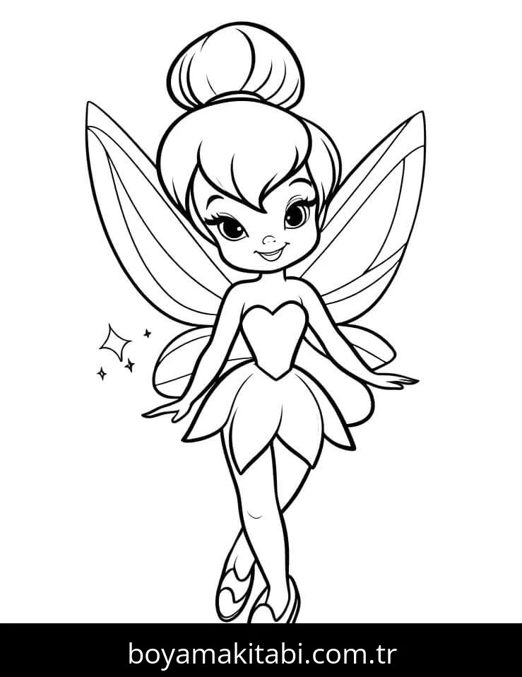 Tinkerbell boyama sayfası – el becerilerini geliştirir, boyama çalışması