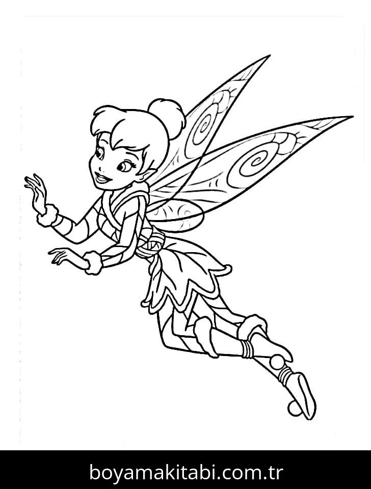 Tinkerbell boyama sayfası – basit çizim, kolay boyama