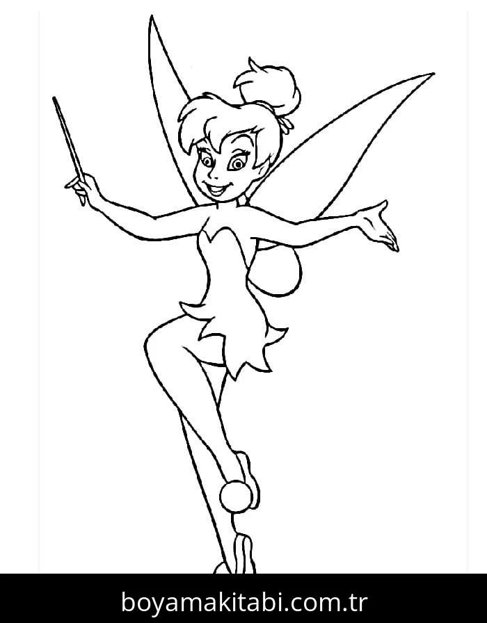 Tinkerbell boyama sayfası – kolay boyama, eğitici aktivite
