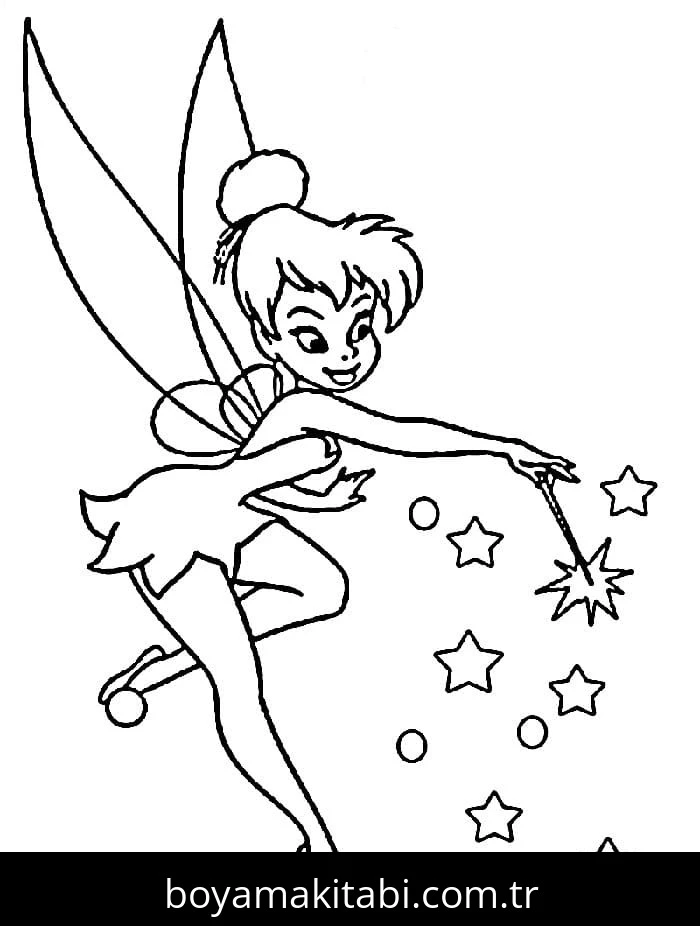 Tinkerbell boyama sayfası – eğlenceli etkinlik, el becerilerini geliştirir