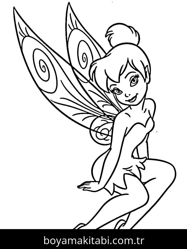 Tinkerbell boyama sayfası – çocuk aktivitesi, PDF indir