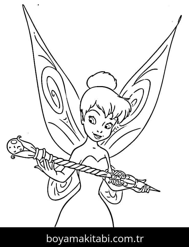 Tinkerbell boyama sayfası – basit çizim, kolay boyama