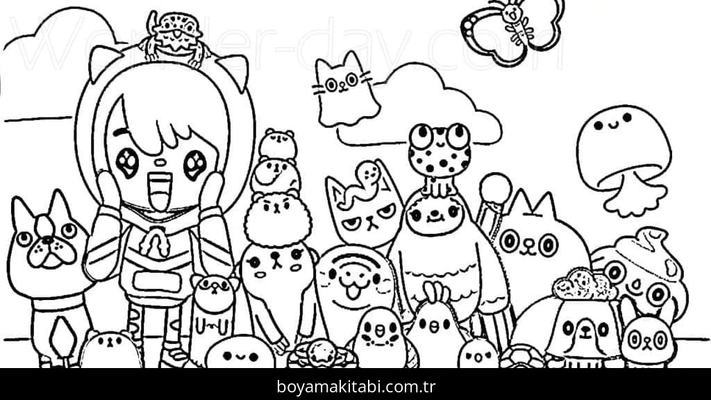 Toca Boca boyama sayfası – eğlenceli etkinlik, el becerilerini geliştirir