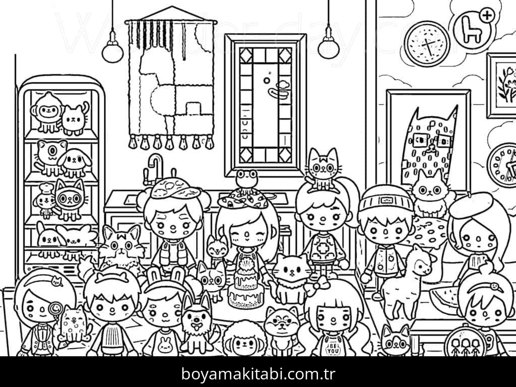 Toca Boca boyama sayfası – basit çizim, kolay boyama