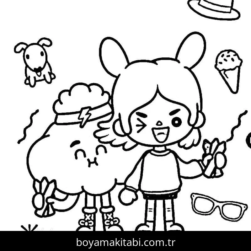 Toca Boca boyama sayfası – renkli çizimler, okul öncesi