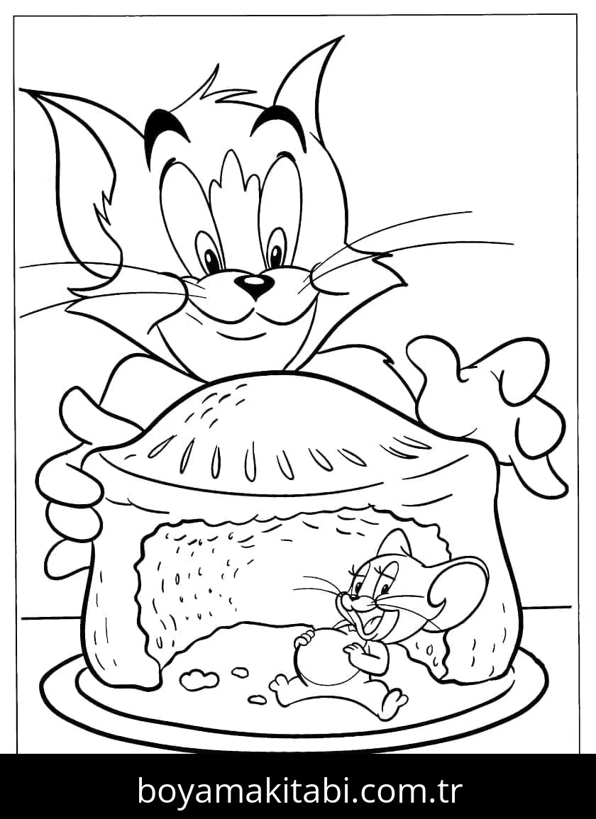 Tom Ve Jerry boyama sayfası #59 – motor becerileri destekler, mürekkep tasarrufu sağlar