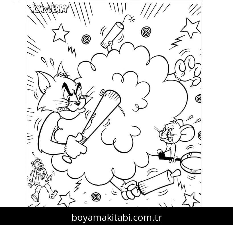 Tom Ve Jerry boyama sayfası #64 – kolay indirilebilir, eğlenceli öğrenme deneyimi