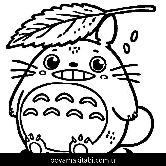 Totoro boyama sayfası – sevimli karakter, sanatsal çalışma